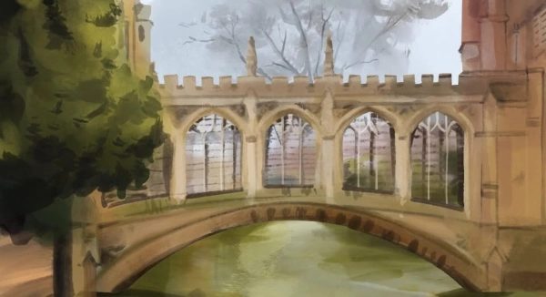 Illustration of the Bridge of Sighs in Cambridge
